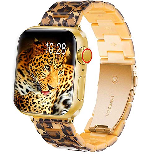 YOTAN Resin Watch Band Lightweight for Apple Watch 38mm 40mm 42mm 44mm Replacement Loop Straps Stainless Steel Buckle Compatible with iWatch Series 5 Series 4 Series 3 Series 2 Series1 for Girls Women
