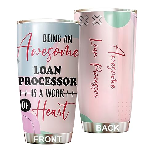 MEDROC Awesome Loan Processor Tumbler Stainless Steel 20oz, Funny Loan Processor Gifts Bulk For Birthday Christmas, Loan Processor Gifts For Men Women Office Coworker Driking Coffee Cup Humor
