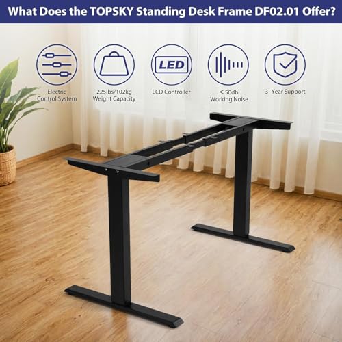 TOPSKY Dual Motor Electric Adjustable Standing for up to 70.8”x31.5” Table Tops, 225 lbs Weight Capacity, Computer Desk for Home and Office (Black Frame only) image 4