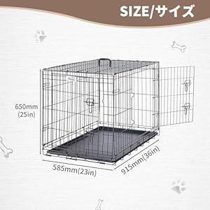  36-Inch-Dog-Crate-Wire-Dog-Crate-Double-Door-Folding-Dog-Cage-Wire-Dog-Kennel-with-Removable-Tray-Floor-Protecting-Feet-Medium-Crate-Dog