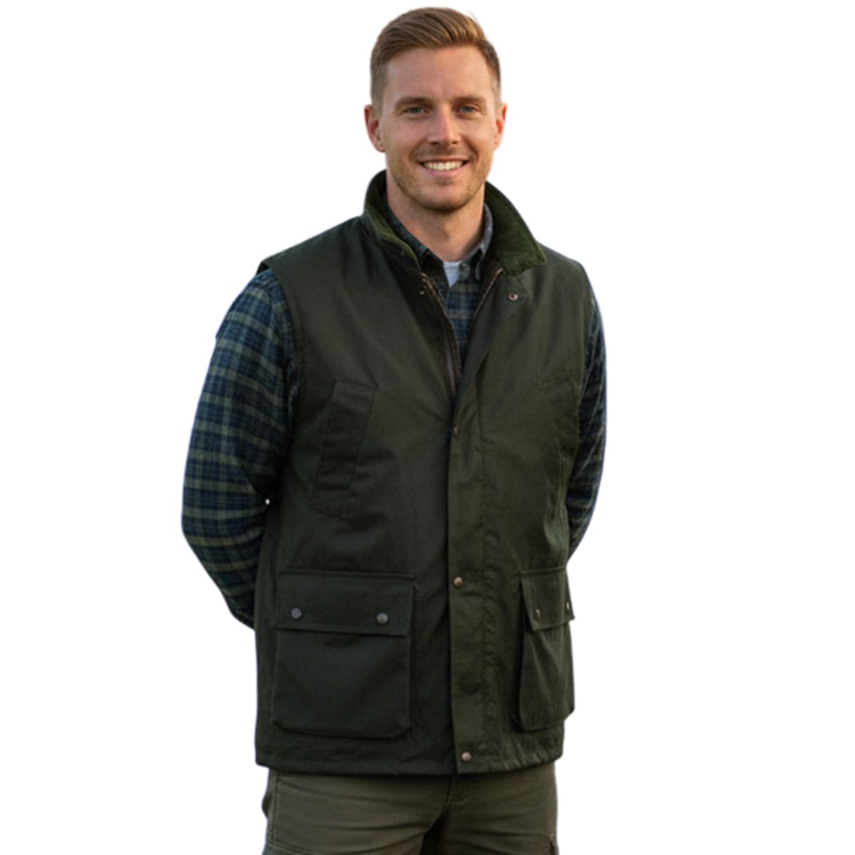 Coolandnew Brown Game Classic Wax Gilet - Olive - Xl