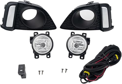 Repuesto para faros antiniebla cromados Honda Fit 2014-2017 con juego de montaje L&R lateral (con bombillas halógenas)