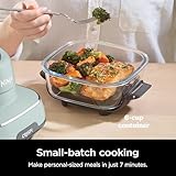 Ninja Crispi Air Fryer, Microwave, Freezer & Dishwasher Safe, Non Toxic Glass Portable Cooking System, 4 QT & 6 Cup Glass Containers with Storage Lids, Easy Meals, Air Fry, Bake, Green, FN101SG