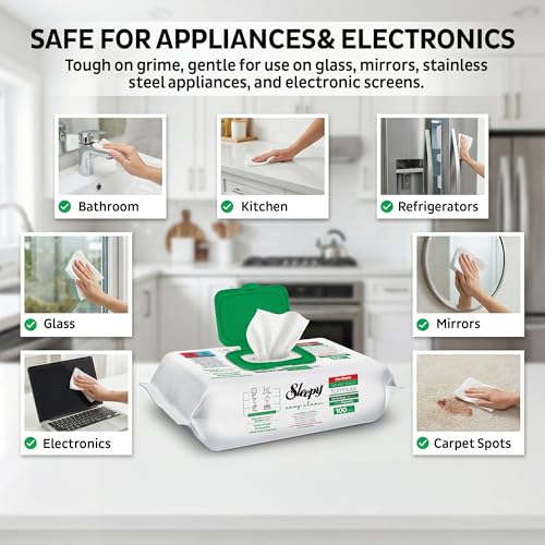 Image of Sleepy Easy Clean XL Multi Surface Cleaning Wipes (600 Count) - Natural Vinegar & Baking Soda Formula - Jumbo 8 inchx8 inch All Purpose Wet Wipes for Kitchen, Bathroom, Glass & Electronics - No Streak
