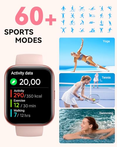 Stylish Smartwatch for Women - 1.8-Inch Touchscreen Fitness Tracker with Heart Rate Monitor, Pedometer, and IP68 Waterproof – 2 Pack for iPhone and Android - Image 4