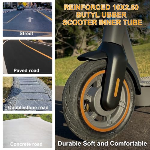 Image of 10x2.50 10 inch Inner Tube Thickened with Repair Kit for 10 Inch Smart Electric Scooter fit 36v 48v 400w 500w 800w Hub Motor 90 TR87 Angled Stem, NOT 2.50-10