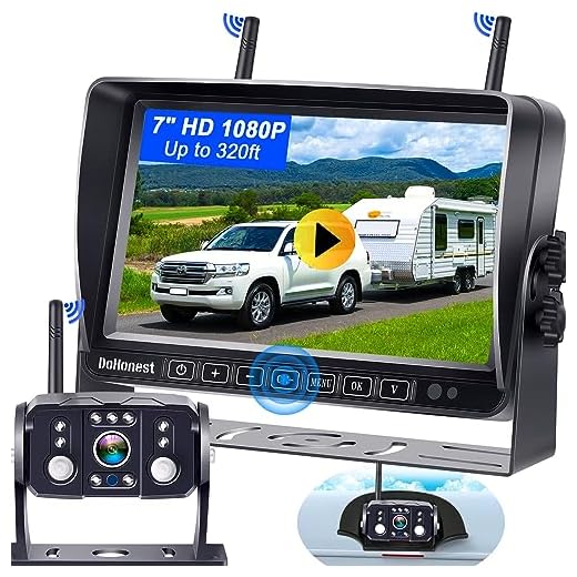 DoHonest FHD 1080P Digital Wireless Backup Camera Kit Built in DVR 7'' Monitor Support Split Screen Highway Observation System for Trucks,Trailers,5th Wheels,Campers,RVs Stable Signal - S19