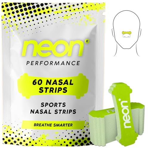 Neon Performance - Nasal Strips (60 Count) - Oil & Sweat Resistant Adhesive - Athletic Nasal Strips for Sport & Nose Strips for Snoring & Sleeping - Nose Strips for Breathing (NEON Green Color)
