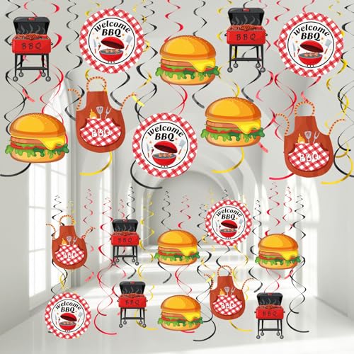 Image of Ireer 54 Pcs Summer Picnic Party Hanging Decor Picnic Birthday Hanging Swirl BBQ Decoration Swirls for Barbecue Decor for Birthday Carnival Summer BBQ Party Supplies Decoration (Basic)