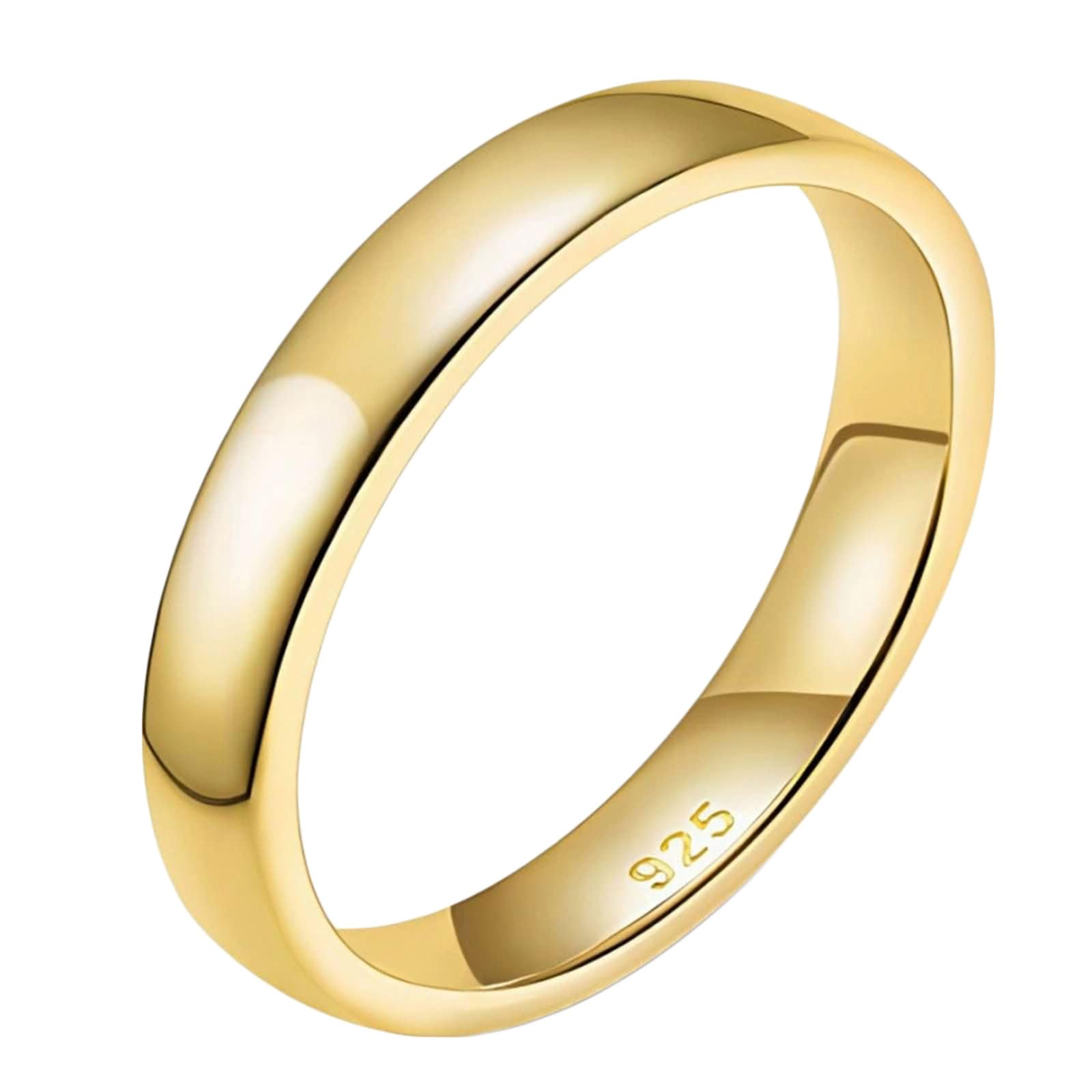 Anillo Grabado Colgante de Plata de Ley 925 para Mujer, 2MM/4MM Redondo Pulido, Anillo Oro de Matrimonio para Mujer