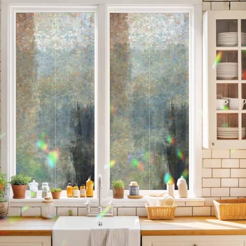 Vinilo para ventana arcoíris beige marrón 17.7 x 39.3 pulgadas miniatura 2
