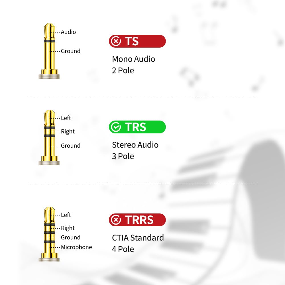 Jack audio stereo TRS da 6,35 mm femmina a 1/8 di pollice maschio da 3,5 mm a jack audio stereo da un quarto di pollice per cuffie adattatore AUX per cavo AUX, smartphone, laptop, tablet,