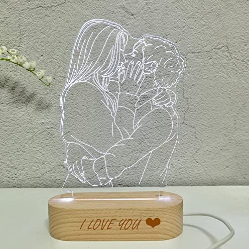 goee Foto Personalizzata Personalizzata Lampada 3D Testo Camera da Letto Personalizzata Luce Notturna Anniversario di Matrimonio Compleanno Regalo Festa della Mamma (1 Color) - Image 6