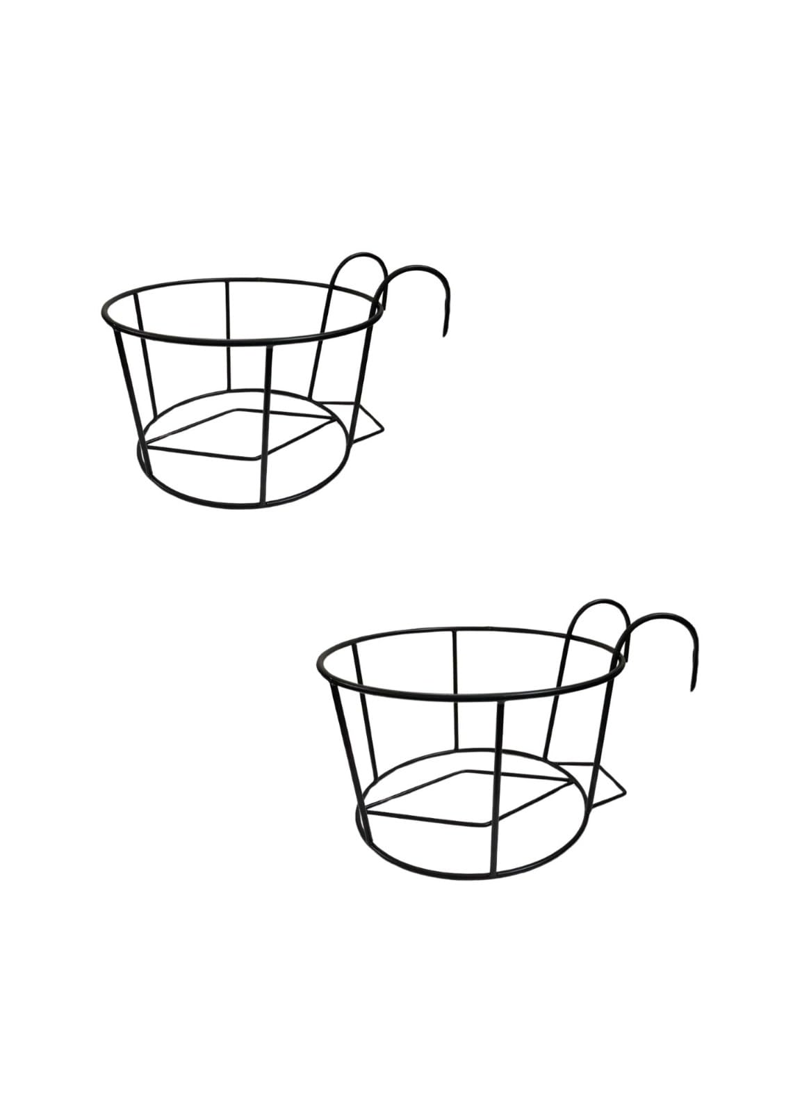 D&G Homes Anti-Rust Metal Hanging Planters for Balcony (Black, Pack of 2) | Round Flowerpot Holder | Railing Planters for Fence, Garden,Gamla and Home | Decorative Indoor/Outdoor Pot Stand-image-38
