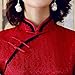 HongH Women's Floral Lace Embroidery Cheongsam Vintage Short Sleeve Side Slit Qipao Midi Dress Chinese Tradtional Costume 1920s Fashion (M, 102# Red)