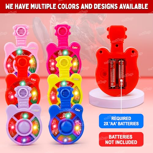Image of Zest 4 Toyz Musical Guitar Toy for Kids with Colorful LED Lights and Sound Toy Battery Operated Baby Toys Musical Instrument Toys Birthday Gift for Kids Boys & Girls - Red