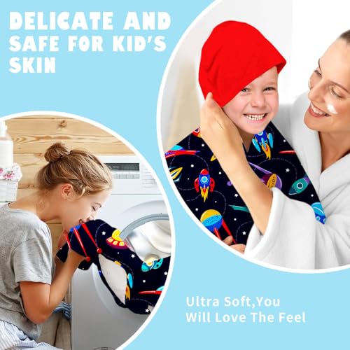 Image of Universe Boys Beach Towel with Hoodie for Kids Toddlers Age 4-8,Starry Sky Blue Bath Towels Shower Wrap for Boys, Hooded Poncho Beach Blanket for Pool Swimming Cute Wearable Bath Towel for Child