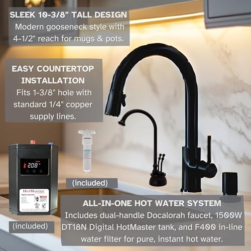 Image of Westbrass DT1F262-12 Docalorah 10 inch 2-Handle Hot and Cold Water Dispenser Faucet with Digital Tank and Filter, Oil Rubbed Bronze