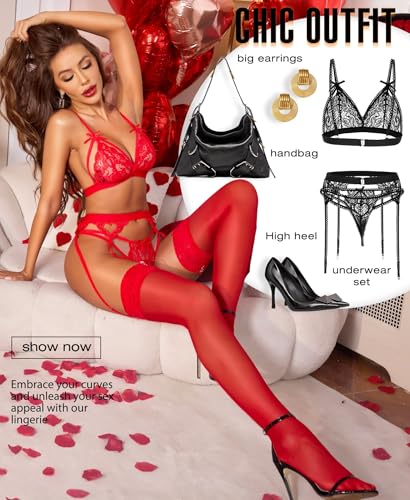 Women's Thigh High Stockings - Silicone Lace Top Sheer Over Knee Stocking3