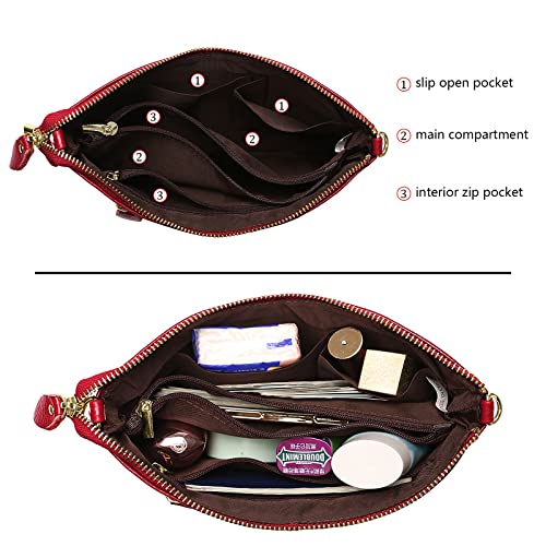 Image of Uromee Genuine Leather Wristlet Wallet Clutch Purses with Detachable Chain