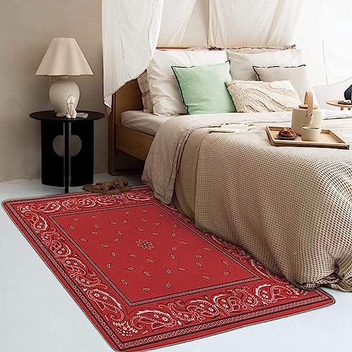 Tapete decorativo rojo Bandana 3x4 ft para dormitorio miniatura 3
