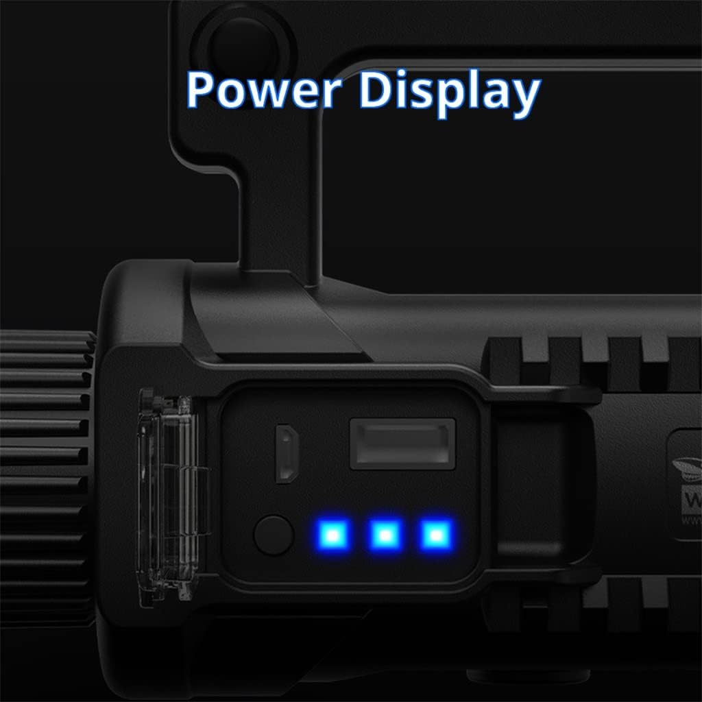 Super Bright Searchlight Tactical Rechargeable Handheld Spotlight Flashlight Lantern Type LED Flashlight with Tripod (A, 27cm*13cm) image 5