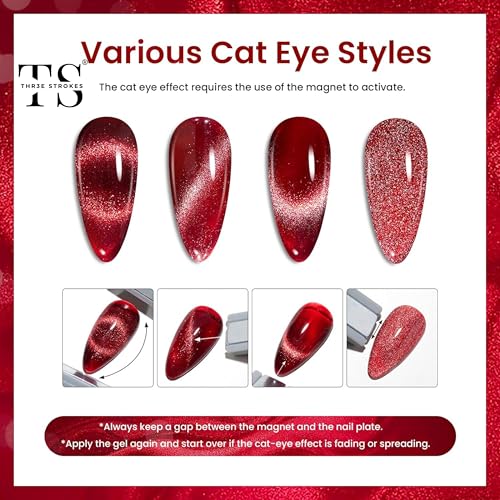 Image of THR3E STROKES Cat Eye Gel Nail Polish Set for Pink Brown Glitter Holographic Cat Eye, Salon Gel Manicure and Nail Art DIY at Home, Bright Moonlight (CLUSTER X)