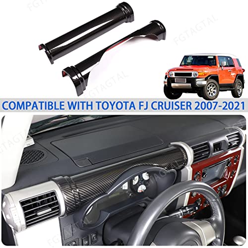 Image of Dashboard Center Console Trim Cover Compatible with Toyota FJ Cruiser 2007-2021 ABS Dashboard Dial Panel Cylindrical Trim Frame Accessories, 2PCS (Carbon Fiber Pattern Black)