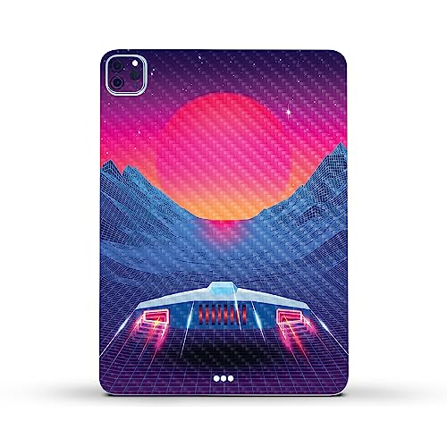 Image of MightySkins Carbon Fiber Skin Compatible with Apple iPad Pro 11 inch M2 4th Gen (2022) Full Wrap Kit - Synthwave Drive | Protective, Durable Textured Carbon Fiber Finish | Easy to Apply | Made in The USA