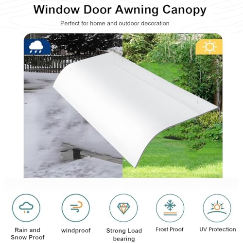 Auvent de porte en polycarbonate 40x110 cm résistant aux intempéries - 8