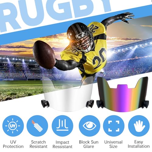 Image of Xuhal 2 Pcs Football Visor for Youth Adult Football Helmet Visor Lacrosse Helmet Eye Shield Eye Protection for Sport(Clear and Purple)
