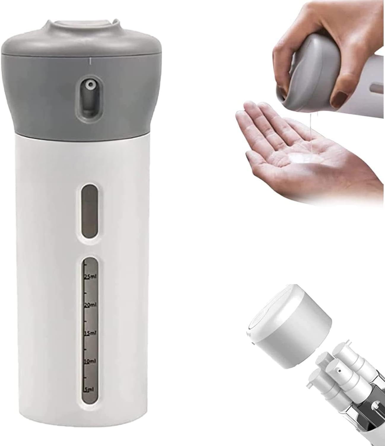 2 Pack Travel Bottles, 4 in 1 Refillable Travel Dispenser Bottle with Liquid Dispensers, TSA Approved Travel Containers, Leak-proof Travel Bottles for Shampoo and Lotion Soap