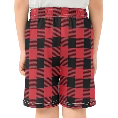 Lumberjack Buffalo Plaid Boys Athletic Shorts Kids Basketball Shorts Gym Short for Summer M3