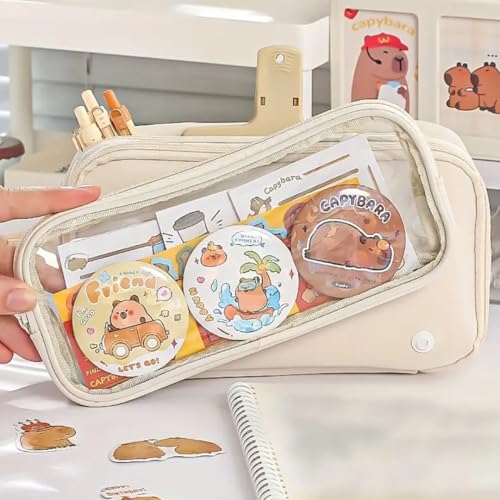 Image of Storio Pencil Box Pouch for School Kids Girls & Boys Aesthetic | Multi-Purpose Pencil Case - Portable Stationery Organizer for Pens, Markers & Beauty Essentials - Ideal for Office Desk Storage