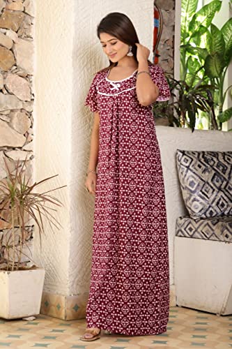 Image of Women's Cotton Solid Maxi Nighty