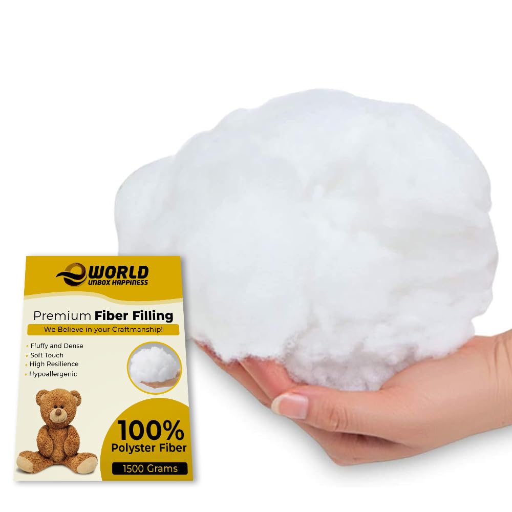 White Polyester Fiber Filling – Fluffy High Resilience Hollow Stuffing for Cushions, Pillows, Teddy Bears, Plush Toys, Sofa & Bedding, Hypoallergenic & Durable Fill Material 1500 Grams