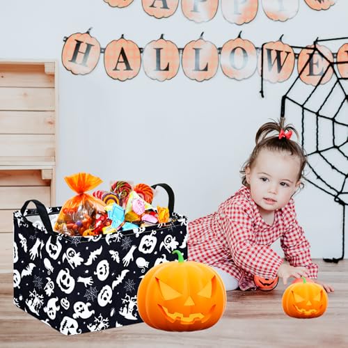 Image of Happy Halloween Ghost Storage Basket Gift Laundry Bins Collapsible Storage Baskets Box Laundry Nursery Hamper for Home and Office Decoration with Handles
