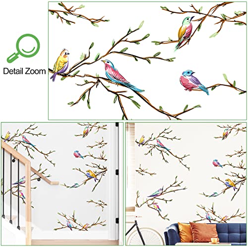 Vinilos decorativos 3D removibles aves en rama árbol miniatura 3