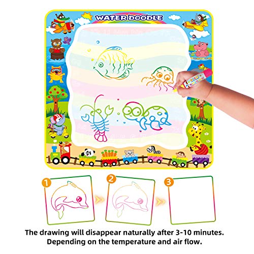 Joyfia Doodle Doodle Mat 100 x 100 cm, met waterpennen, model, fotoboek, aqua-tekenmat voor kinderen, verjaardagscadeau… - Image 5