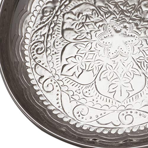 Orientalisches rundes Tablett Schale aus Metall Afet 31cm groß Silber | Orient Dekoschale mit hoher Rand… – Bild 5