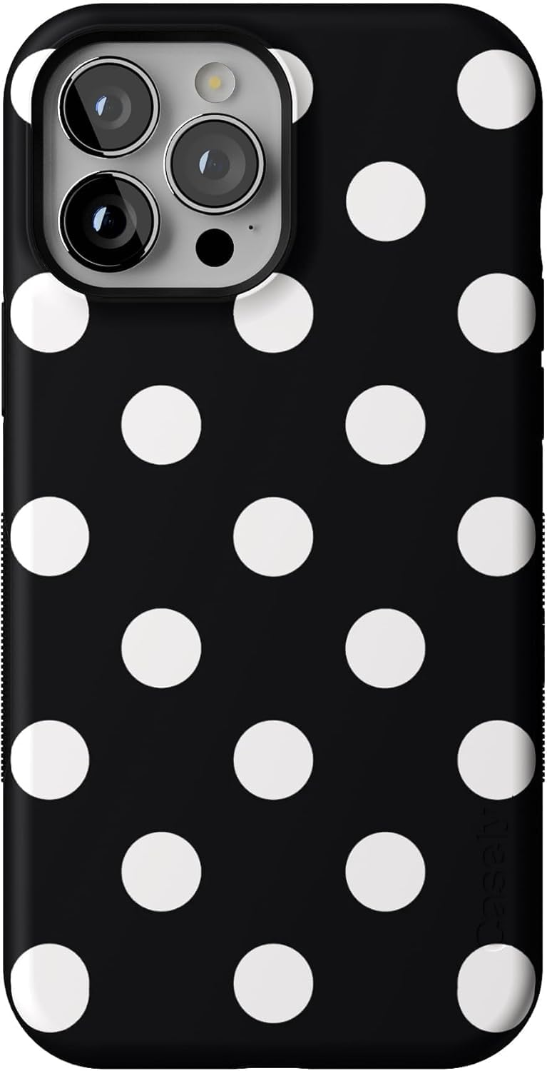 Casely iPhone 13 Pro Max Case | High Contrast | Black Polka Dot | Bold Protective Design | Compatible with MagSafe