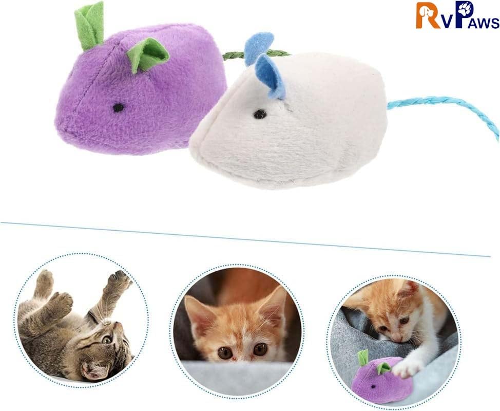 Image of Woofy 2 pcs Plush Mouse Cats Rattling Mice Amusement Toys Catnip Mice Toys Cat Mice Toys Kitten Stuffed Animal Toy Cat Catching Toy Mouse - Color May Vary