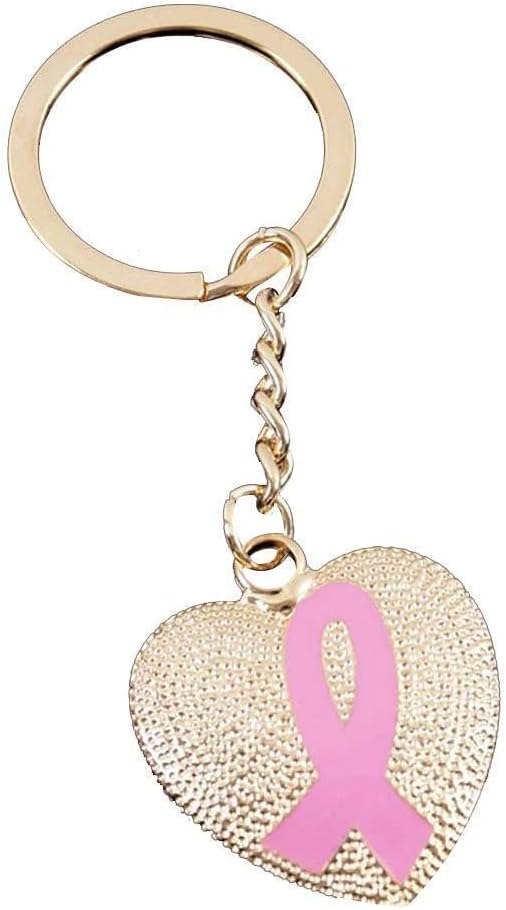 BALANCEYG Breast Accessories Pendant Fashion Cancer Awareness Pink Ribbon Enamel Keychain for Women World