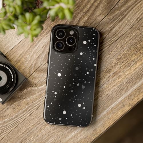Coque rigide iPhone 16 Pro Max noire texture spatiale pois tourbillons - 4