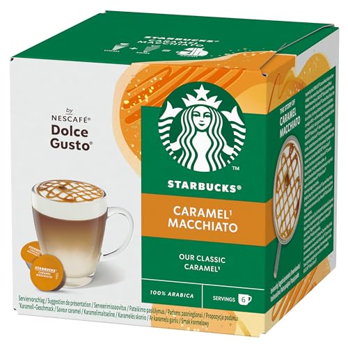 STARBUCKS Nescafé Dolce Gusto Caramel Macchiato, Latte Macchiato con Caramelo, cápsulas de café, café Tostado, 12 cápsulas
