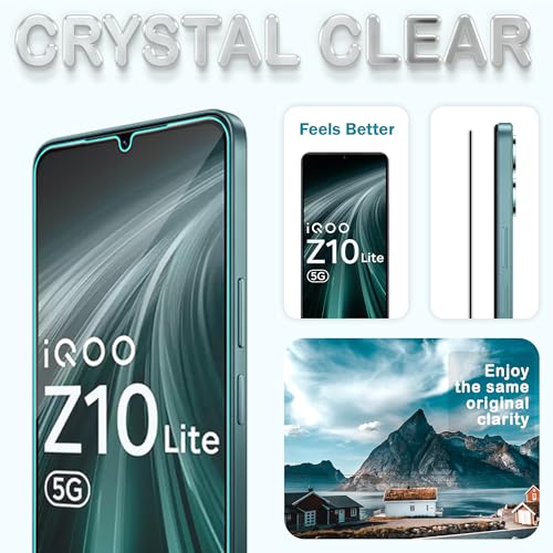 Image of ArmourPro Tempered Glass for IQOO Z10 Lite /Vivo T4 Lite - 9H Anti Scratch Screen Protector, Edge to Edge Coverage, HD Clarity, Smooth Touch, Case Friendly | Black, Pack of 2