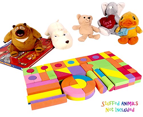 Click N' Play Foam Blocks, Soft Building Blocks And Stacking Block Toy Set For Toddlers| Perfect Bath Toys, 60 Count With Carry Tote | Great Gift For Toddler, Baby, Kids, Boy, And Girl Ages 1-3, 4-8 #TOP5