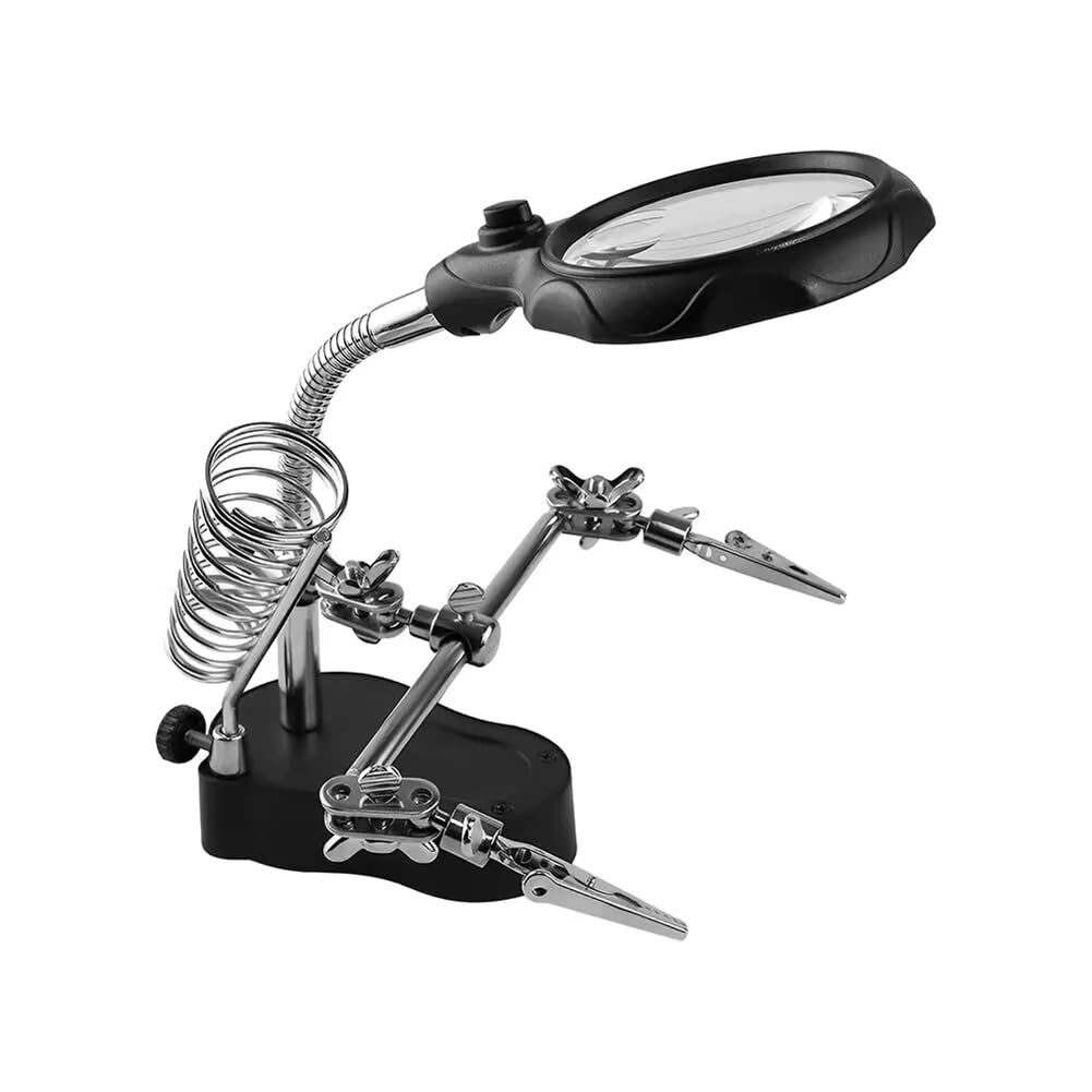 Nondk Yellow Electric Soldering Iron Welding Auxiliary Clip Magnifier Circuit Board Welding Iron Magnifying Glass Bracket Tools