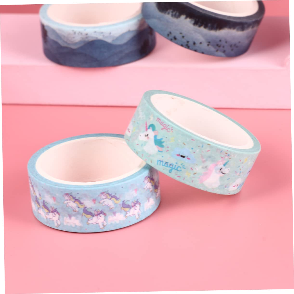 SHINEOFI 18pezzi Nastro Adesivo Decorativo Per Album Fotografico e Diari Stili Random Per Scrapbooking e Crafting Design Unicorno e Vita Materiale Versatile Per Tutti Per Studenti