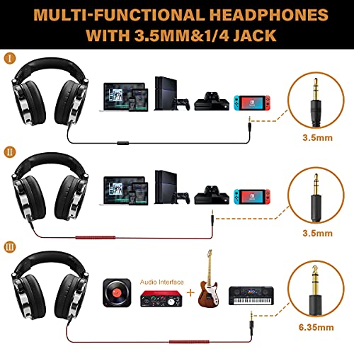 Oneodio Wired Over Ear Headphones Hi-Res Studio Monitor & Mixing Dj Stereo Headsets With 50Mm Neodymium Drivers And 1/4 To 3.5Mm Audio Jack For Amp Computer Recording Phone Piano Guitar Laptop - Black #TOP1